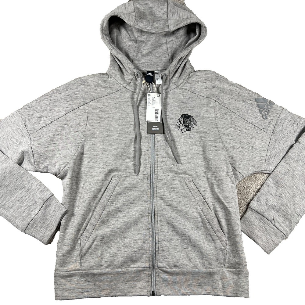 Adidas Womens Small Heather‎ Gray Chicago Blackhawks Performance Hoodie NWT